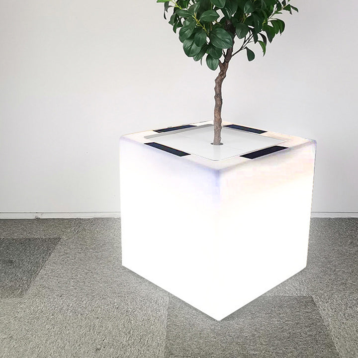 Modern Art Deco Solar Waterproof PE Square Planter LED Outdoor Light Landscape Lighting For Garden &amp; Outdoor Patio