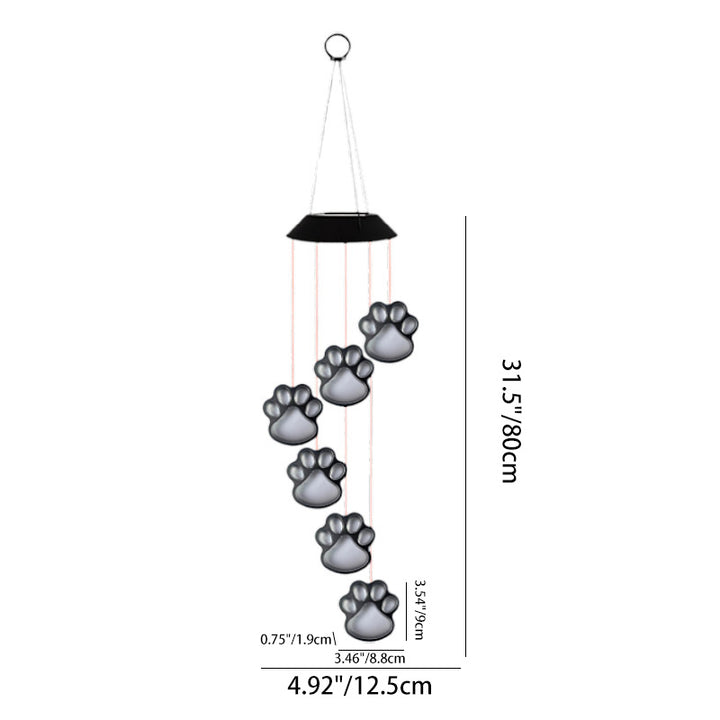 Arte Moderno Deco Solar Impermeable PP ABS Metal Pata de Gato Campanilla de Viento LED Luz Exterior de Paisaje para Jardín y Patio Exterior 