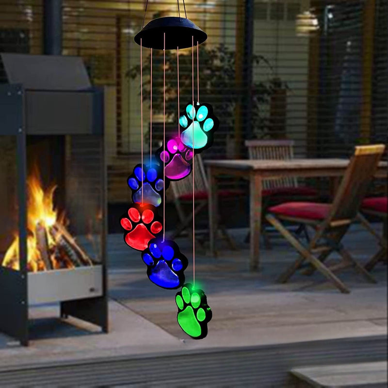 Moderne Art Deco Solar Wasserdichte PP ABS Metall Katzenpfote Windspiel LED Außenleuchte Landschaftsbeleuchtung für Garten & Außenbereich 