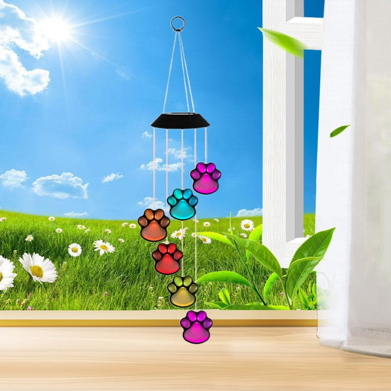 Moderne Art Deco Solar Wasserdichte PP ABS Metall Katzenpfote Windspiel LED Außenleuchte Landschaftsbeleuchtung für Garten & Außenbereich 