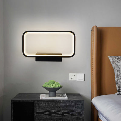 Moderne minimalistische Wandlampe aus Eisen, Aluminium und Harz mit rechteckiger Form und kabelloser Telefonladefunktion für das LED-Bett 