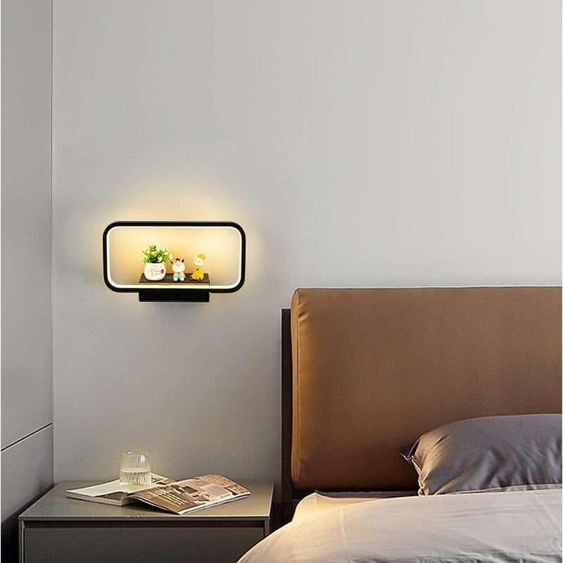 Moderne minimalistische Wandlampe aus Eisen, Aluminium und Harz mit rechteckiger Form und kabelloser Telefonladefunktion für das LED-Bett 