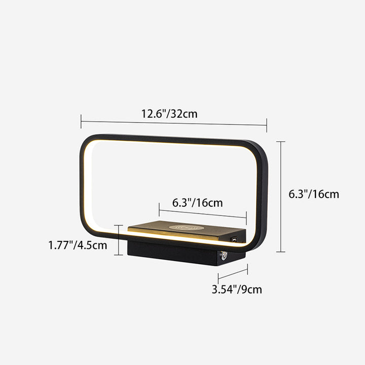 Applique murale LED de chevet moderne minimaliste en fer aluminium résine rectangulaire avec chargeur sans fil pour téléphone 