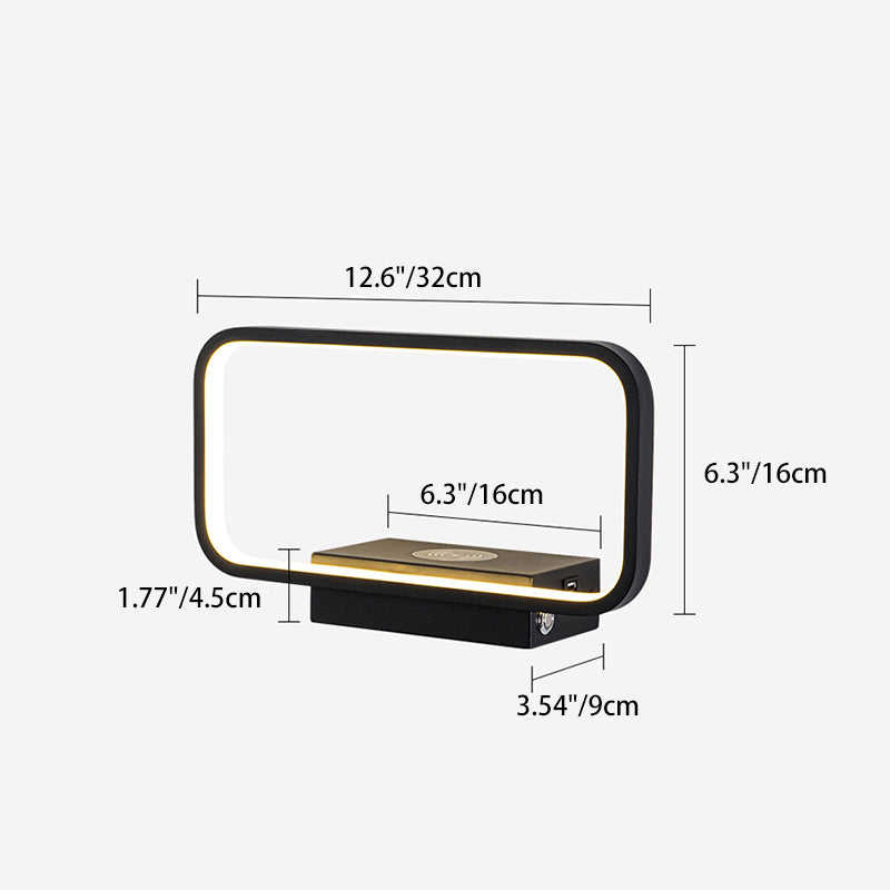Moderne minimalistische Wandlampe aus Eisen, Aluminium und Harz mit rechteckiger Form und kabelloser Telefonladefunktion für das LED-Bett 