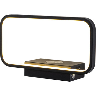 Moderne minimalistische Wandlampe aus Eisen, Aluminium und Harz mit rechteckiger Form und kabelloser Telefonladefunktion für das LED-Bett 