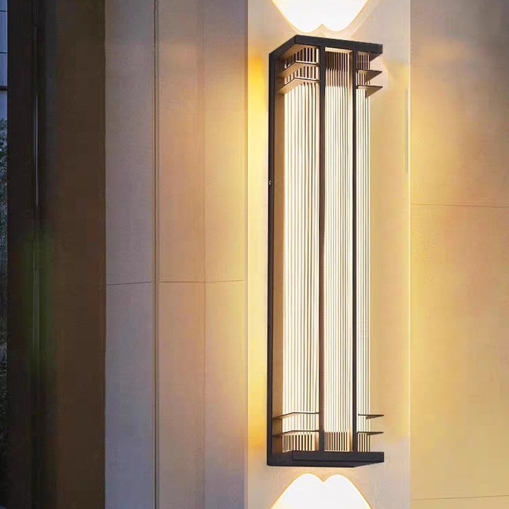 Applique murale LED en acier inoxydable étanche de style moderne et simple, avec ligne rectangulaire pour patio extérieur 