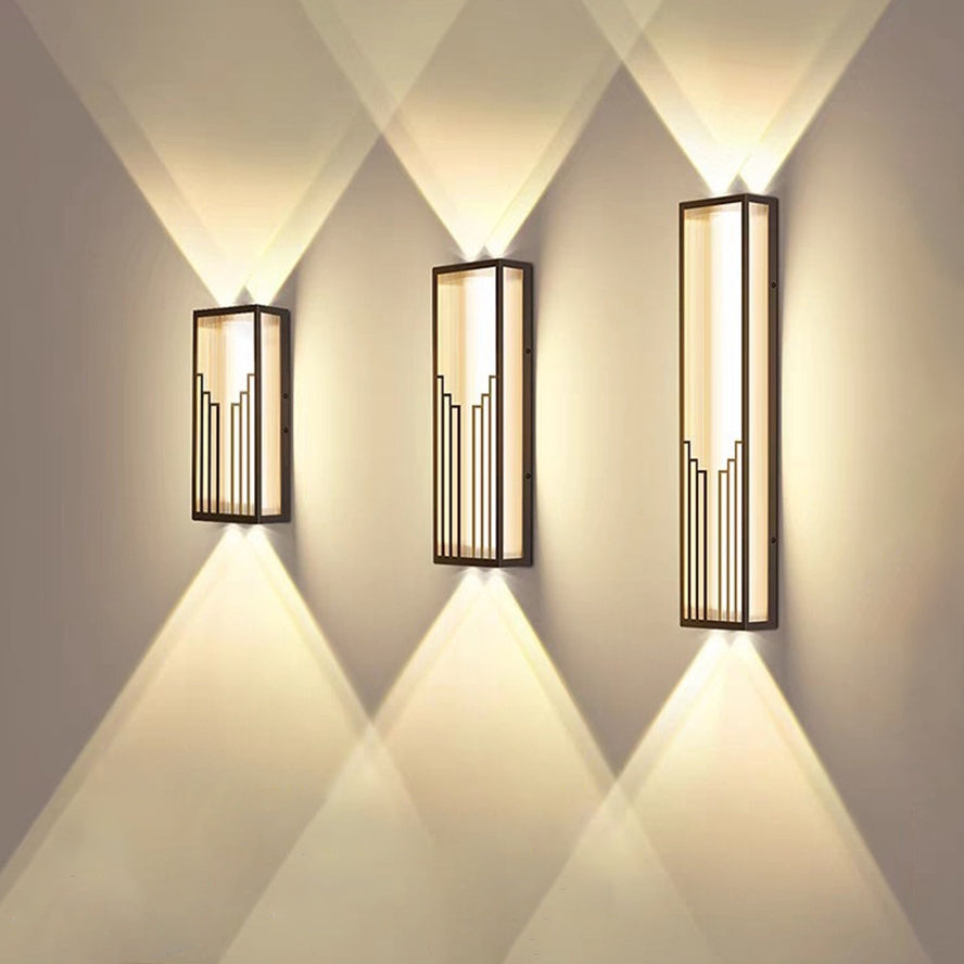 Applique murale LED en acier inoxydable étanche de style moderne et simple, avec ligne rectangulaire pour patio extérieur 