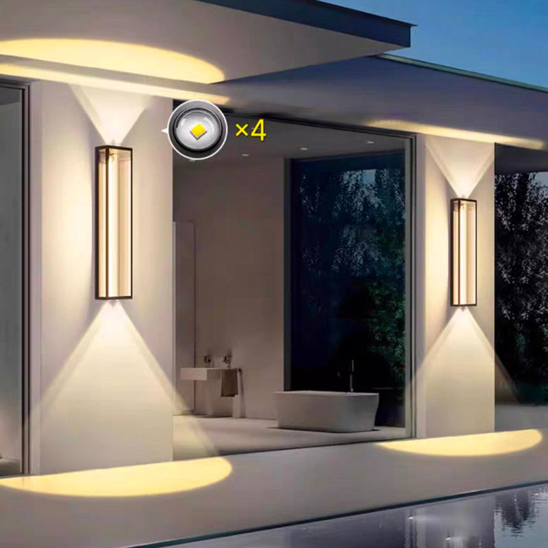 Applique murale LED en acier inoxydable étanche de style moderne et simple, avec ligne rectangulaire pour patio extérieur 