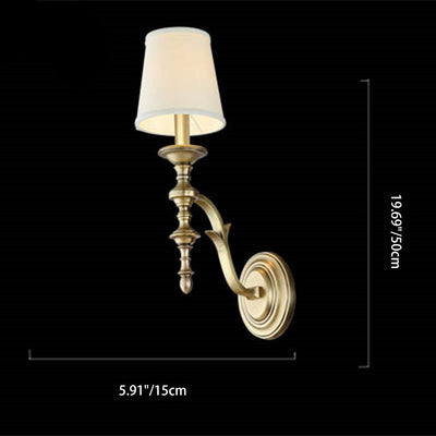 Moderne Mid-Century Messing Stoff Zylindrische 1/2-Licht Wandleuchte Für Schlafzimmer & Flur 