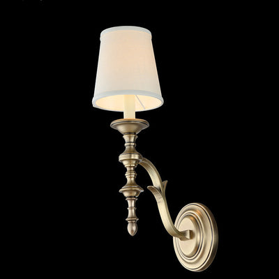 Moderne Mid-Century Messing Stoff Zylindrische 1/2-Licht Wandleuchte Für Schlafzimmer & Flur 