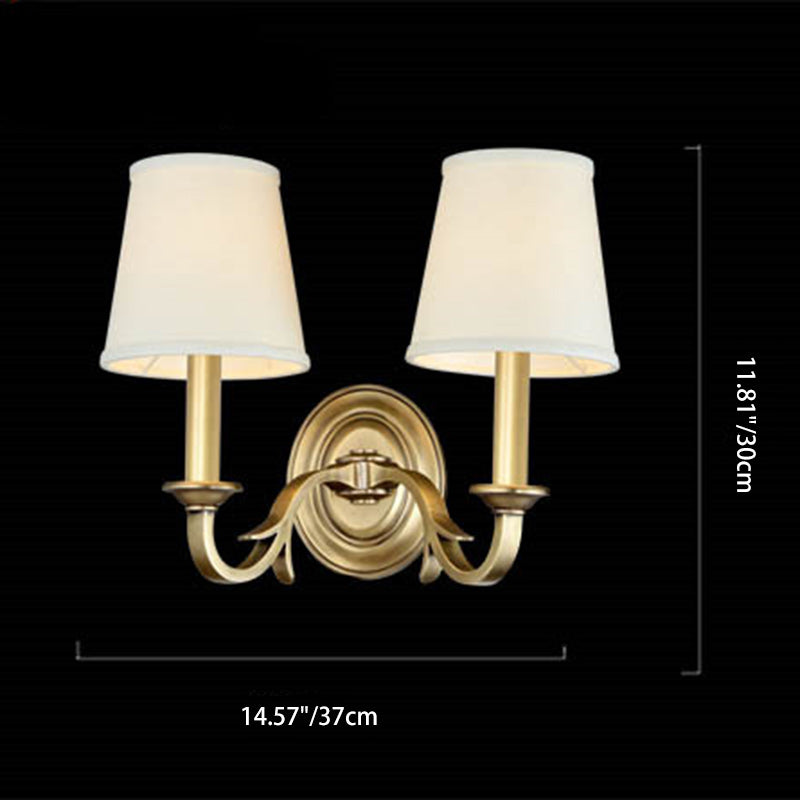 Moderne Mid-Century Messing Stoff Zylindrische 1/2-Licht Wandleuchte Für Schlafzimmer & Flur 