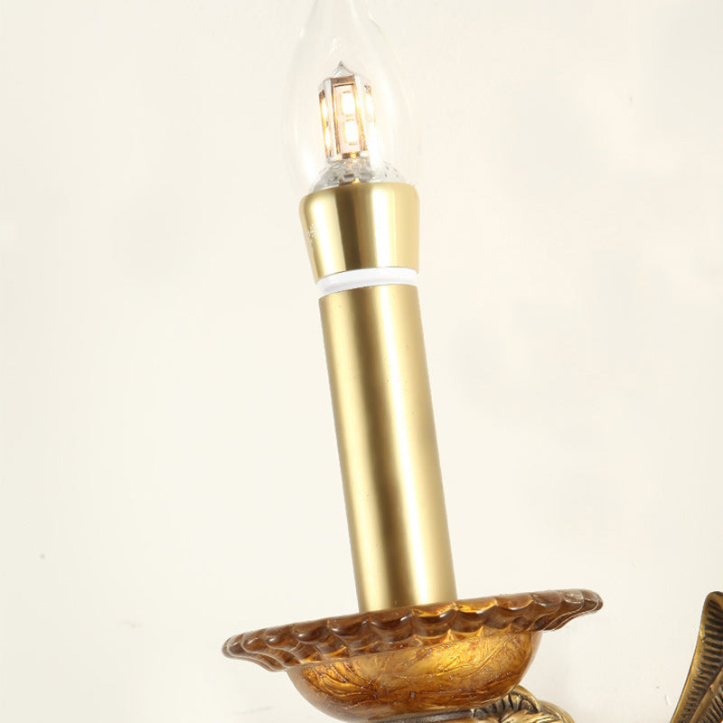 Traditional European Full Copper Mermaid Candle 1-Light Wall Sconce Lamp For Living Room &amp; Bedroom