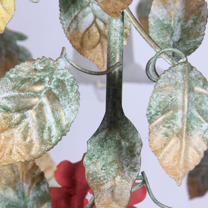 Traditionelle Bauernhaus Eisen Keramik Glas Rose Blumen Dekorative 5-Licht Wandleuchte Für Wohnzimmer Und Schlafzimmer 