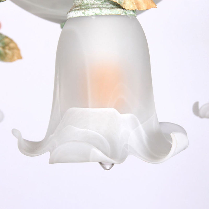 Traditionelle Bauernhaus Eisen Keramik Glas Rose Blumen Dekorative 5-Licht Wandleuchte Für Wohnzimmer Und Schlafzimmer 