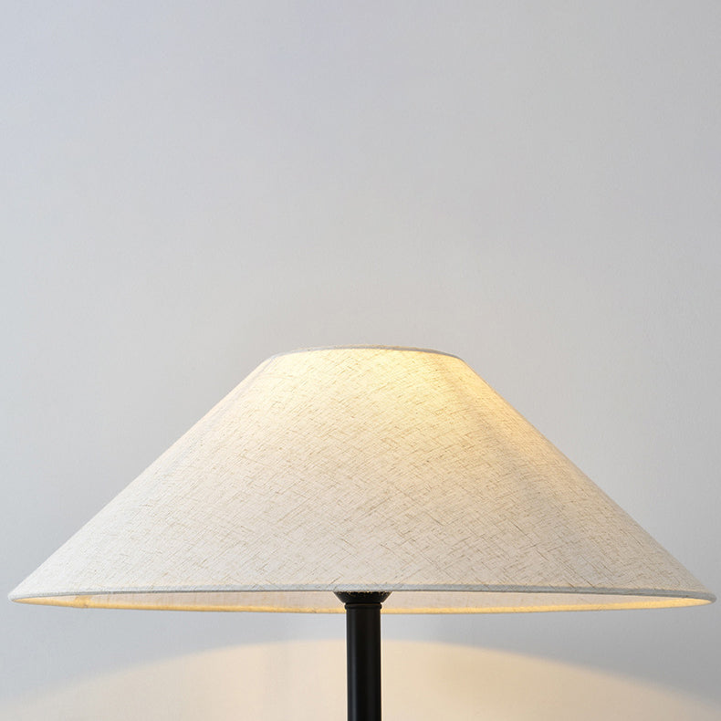 Traditional Japanese Ceramic Fabric Jar & Cone 1-Light Standing Floor Lamp For Living Room