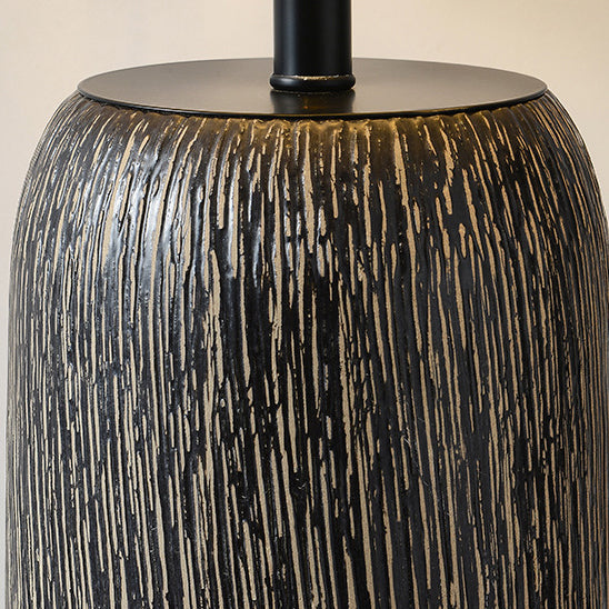 Traditional Japanese Ceramic Fabric Jar & Cone 1-Light Standing Floor Lamp For Living Room