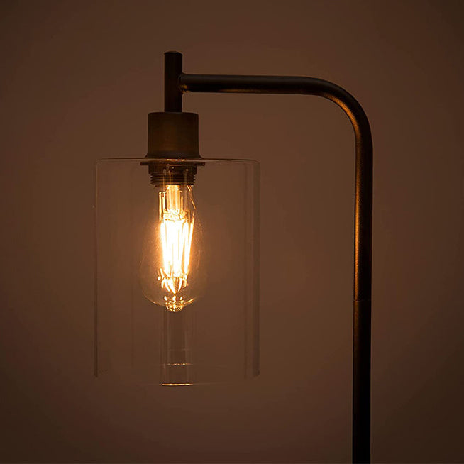 Modern Minimalist Iron Glass Pillar 1-Light Standing Floor Lamp For Living Room And Bedroom