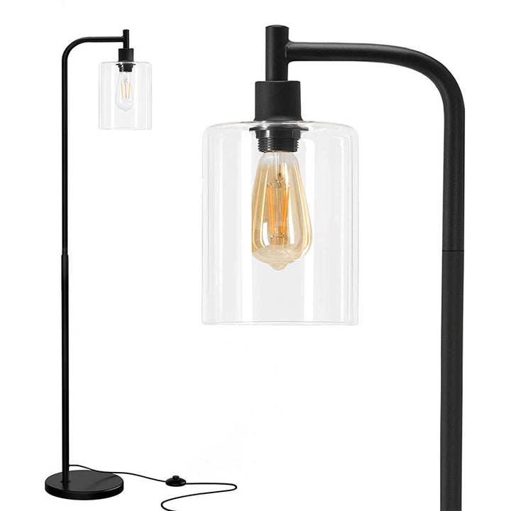 Modern Minimalist Iron Glass Pillar 1-Light Standing Floor Lamp For Living Room And Bedroom
