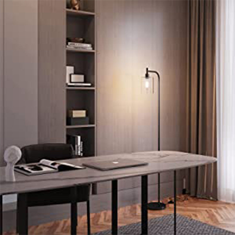 Modern Minimalist Iron Glass Pillar 1-Light Standing Floor Lamp For Living Room And Bedroom