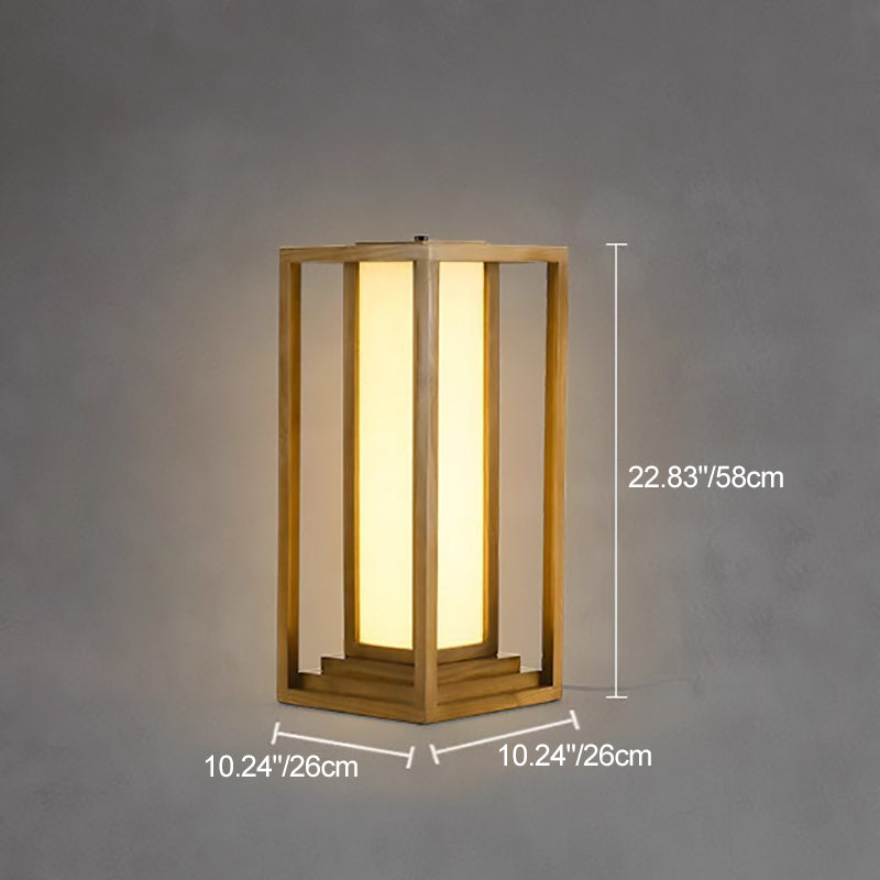 Traditionelle japanische LED-Stehlampe aus Eschenholz im Kubus-Design für Wohnzimmer und Schlafzimmer 