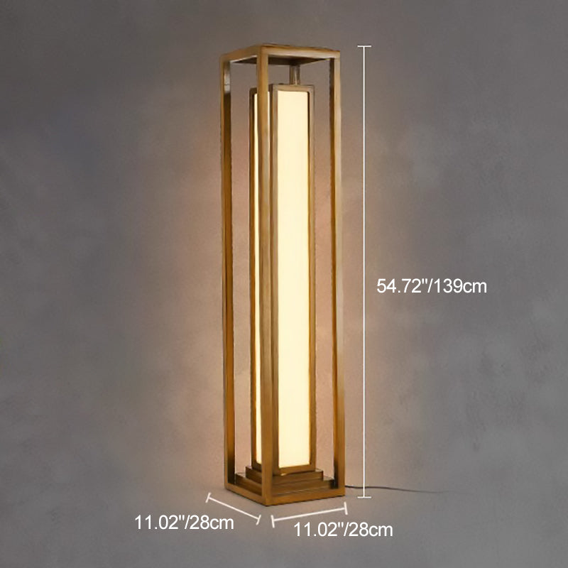 Traditionelle japanische LED-Stehlampe aus Eschenholz im Kubus-Design für Wohnzimmer und Schlafzimmer 