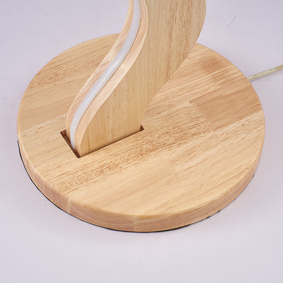 Zeitgenössische kreative Stehlampe aus Eiche & Acryl mit wellenförmigem LED-Design für Wohnzimmer und Schlafzimmer 