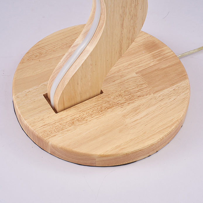 Zeitgenössische kreative Stehlampe aus Eiche & Acryl mit wellenförmigem LED-Design für Wohnzimmer und Schlafzimmer 