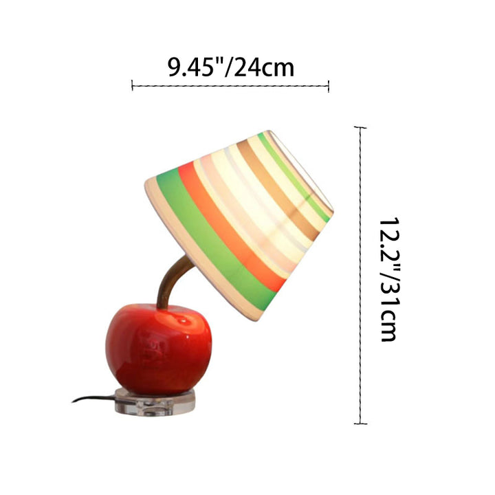 Contemporary Creative Resin &amp; Fabric Tilted Apple 1-Light Table Lamp For Bedroom