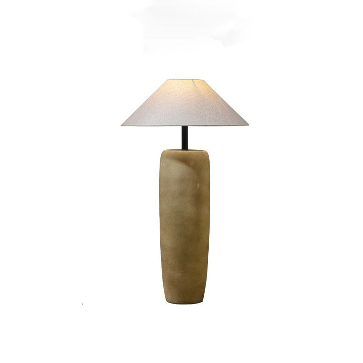 Traditional Japanese Ceramic &amp; Fabric Jar-Shaped 1-Light Standing Floor Lamp For Living Room