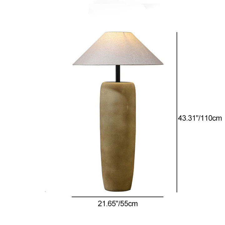 Traditional Japanese Ceramic &amp; Fabric Jar-Shaped 1-Light Standing Floor Lamp For Living Room