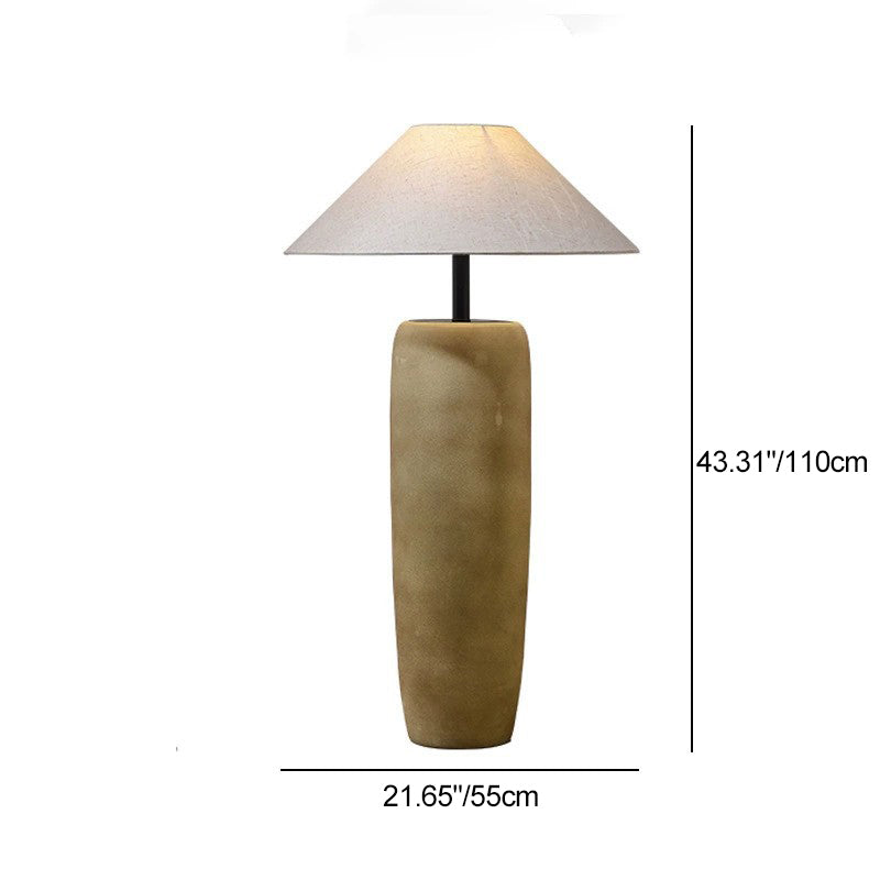 Traditionelle japanische Keramik- und Stoff-Lampenschirmförmige 1-Licht Stehlampe für das Wohnzimmer 