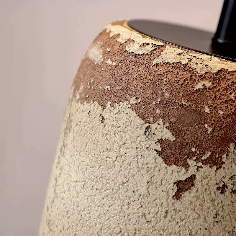 Traditional Japanese Ceramic &amp; Fabric Jar-Shaped 1-Light Standing Floor Lamp For Living Room