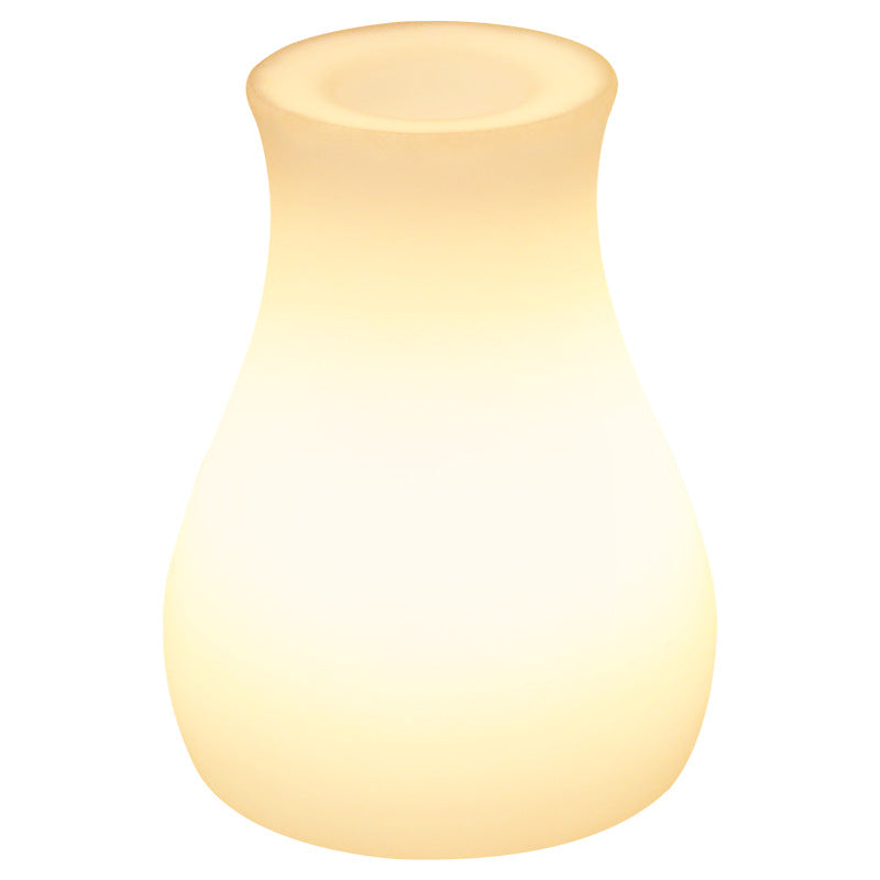 Contemporary Nordic Rechargeable PE Gourd & Striped Cylinder Flower Vase LED Table Lamp Night Light For Bedside