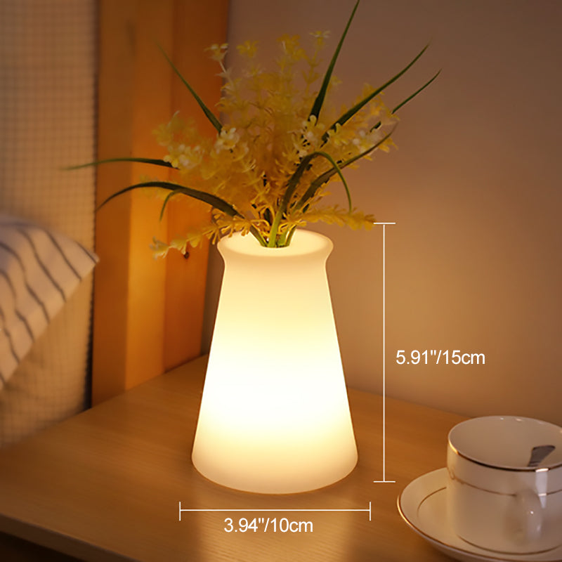 Contemporary Nordic Rechargeable PE Gourd & Striped Cylinder Flower Vase LED Table Lamp Night Light For Bedside