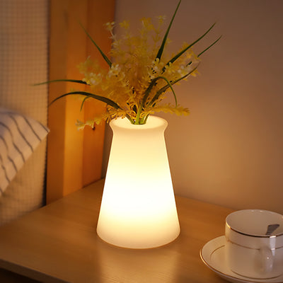 Contemporary Nordic Rechargeable PE Gourd & Striped Cylinder Flower Vase LED Table Lamp Night Light For Bedside