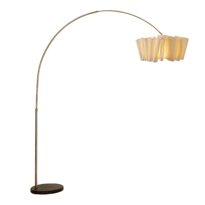 Traditionelle japanische Marmorstoff- & Metallfalten-Stehlampe mit 1 Licht für Wohnzimmer und Schlafzimmer 