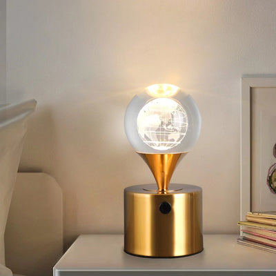 Zeitgenössische kreative Eisen- & Kristall-USB-Globus-Hirsch-Erde-Quallen-LED-Tischlampe Nachtlicht für das Schlafzimmer 
