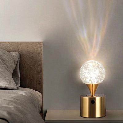 Zeitgenössische kreative Eisen- & Kristall-USB-Globus-Hirsch-Erde-Quallen-LED-Tischlampe Nachtlicht für das Schlafzimmer 