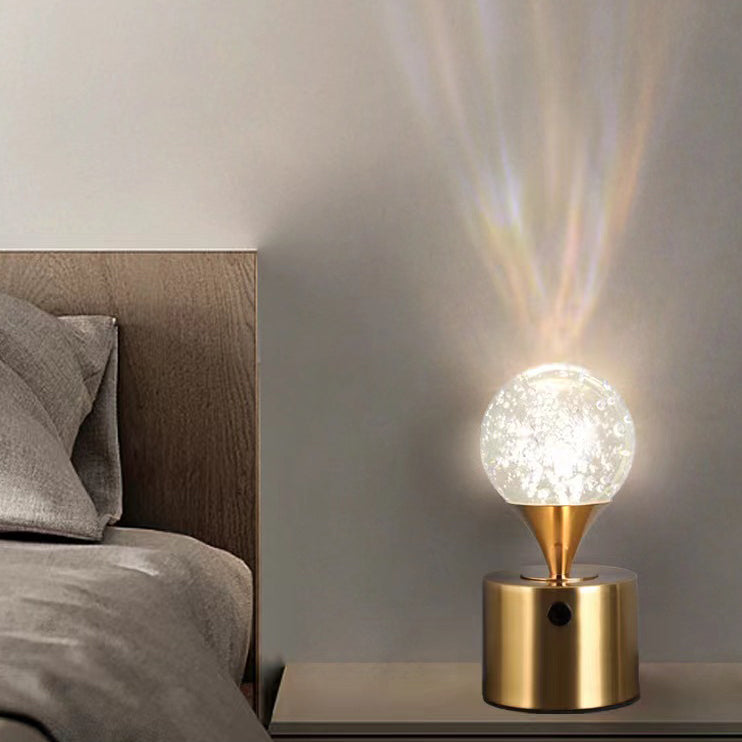 Zeitgenössische kreative Eisen- & Kristall-USB-Globus-Hirsch-Erde-Quallen-LED-Tischlampe Nachtlicht für das Schlafzimmer 