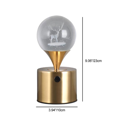Zeitgenössische kreative Eisen- & Kristall-USB-Globus-Hirsch-Erde-Quallen-LED-Tischlampe Nachtlicht für das Schlafzimmer 