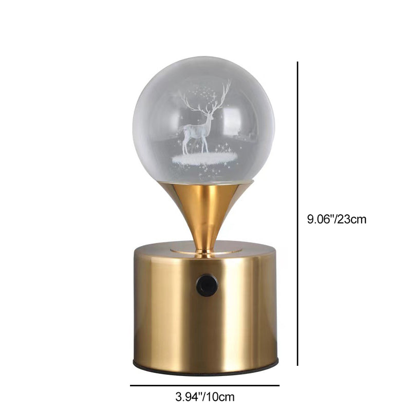 Zeitgenössische kreative Eisen- & Kristall-USB-Globus-Hirsch-Erde-Quallen-LED-Tischlampe Nachtlicht für das Schlafzimmer 
