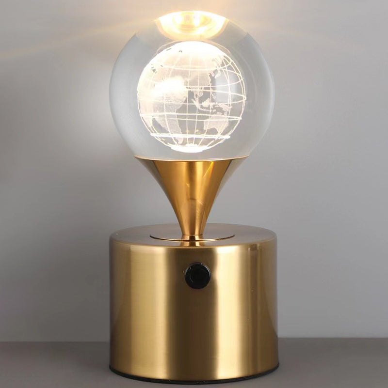 Zeitgenössische kreative Eisen- & Kristall-USB-Globus-Hirsch-Erde-Quallen-LED-Tischlampe Nachtlicht für das Schlafzimmer 