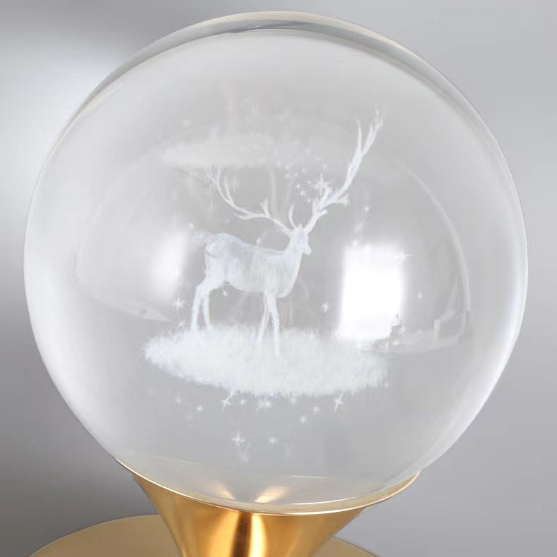 Zeitgenössische kreative Eisen- & Kristall-USB-Globus-Hirsch-Erde-Quallen-LED-Tischlampe Nachtlicht für das Schlafzimmer 