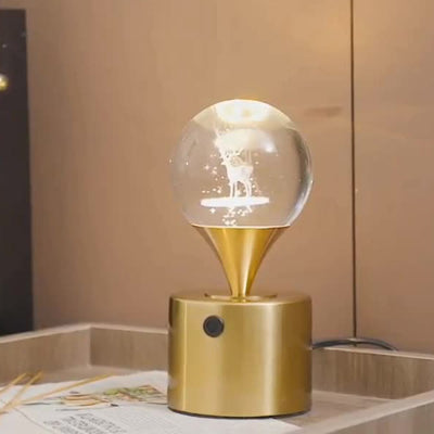 Zeitgenössische kreative Eisen- & Kristall-USB-Globus-Hirsch-Erde-Quallen-LED-Tischlampe Nachtlicht für das Schlafzimmer 