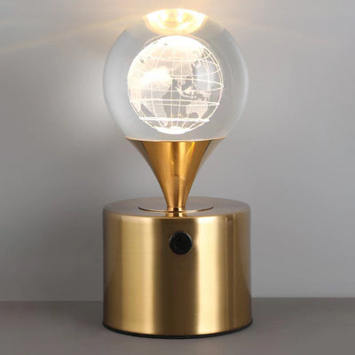 Zeitgenössische kreative Eisen- & Kristall-USB-Globus-Hirsch-Erde-Quallen-LED-Tischlampe Nachtlicht für das Schlafzimmer 