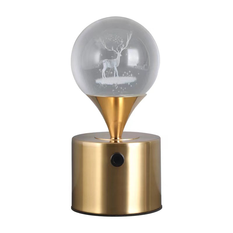 Zeitgenössische kreative Eisen- & Kristall-USB-Globus-Hirsch-Erde-Quallen-LED-Tischlampe Nachtlicht für das Schlafzimmer 