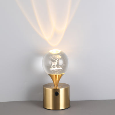 Zeitgenössische kreative Eisen- & Kristall-USB-Globus-Hirsch-Erde-Quallen-LED-Tischlampe Nachtlicht für das Schlafzimmer 