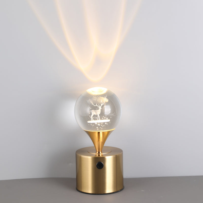 Zeitgenössische kreative Eisen- & Kristall-USB-Globus-Hirsch-Erde-Quallen-LED-Tischlampe Nachtlicht für das Schlafzimmer 