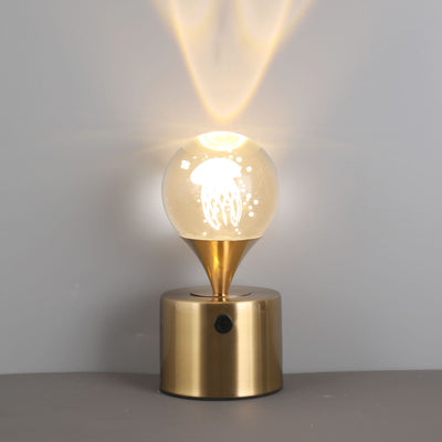 Zeitgenössische kreative Eisen- & Kristall-USB-Globus-Hirsch-Erde-Quallen-LED-Tischlampe Nachtlicht für das Schlafzimmer 