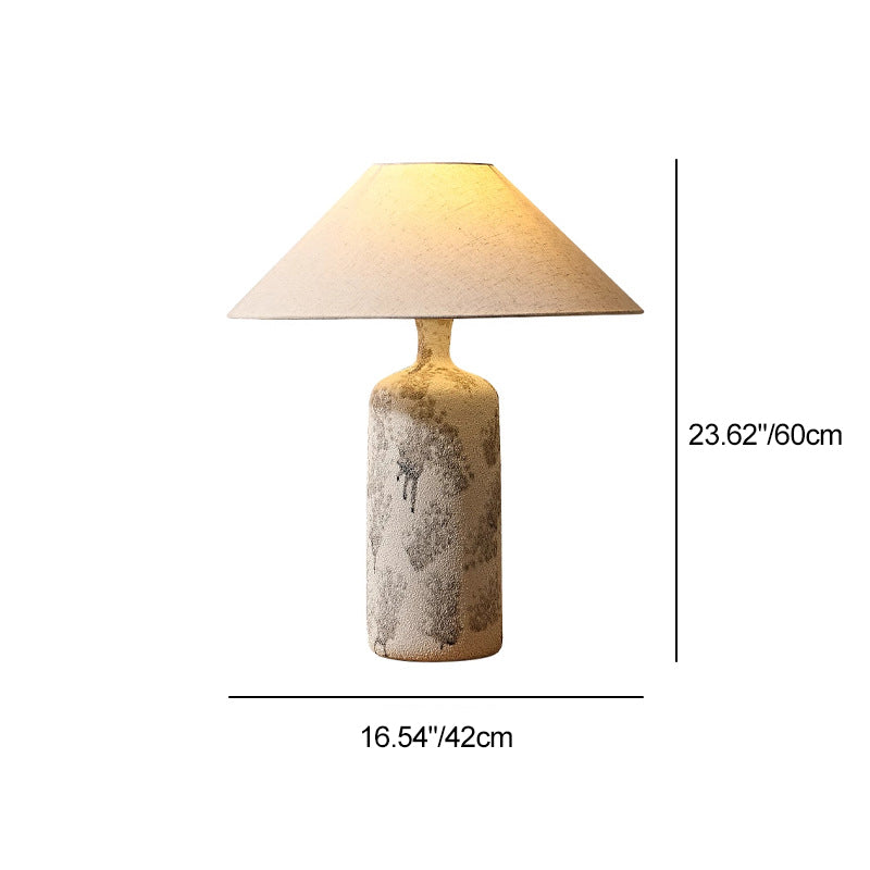 Traditionelle Vintage Keramik Stoffkegel Tischlampe mit 1 Licht für Wohnzimmer und Schlafzimmer 